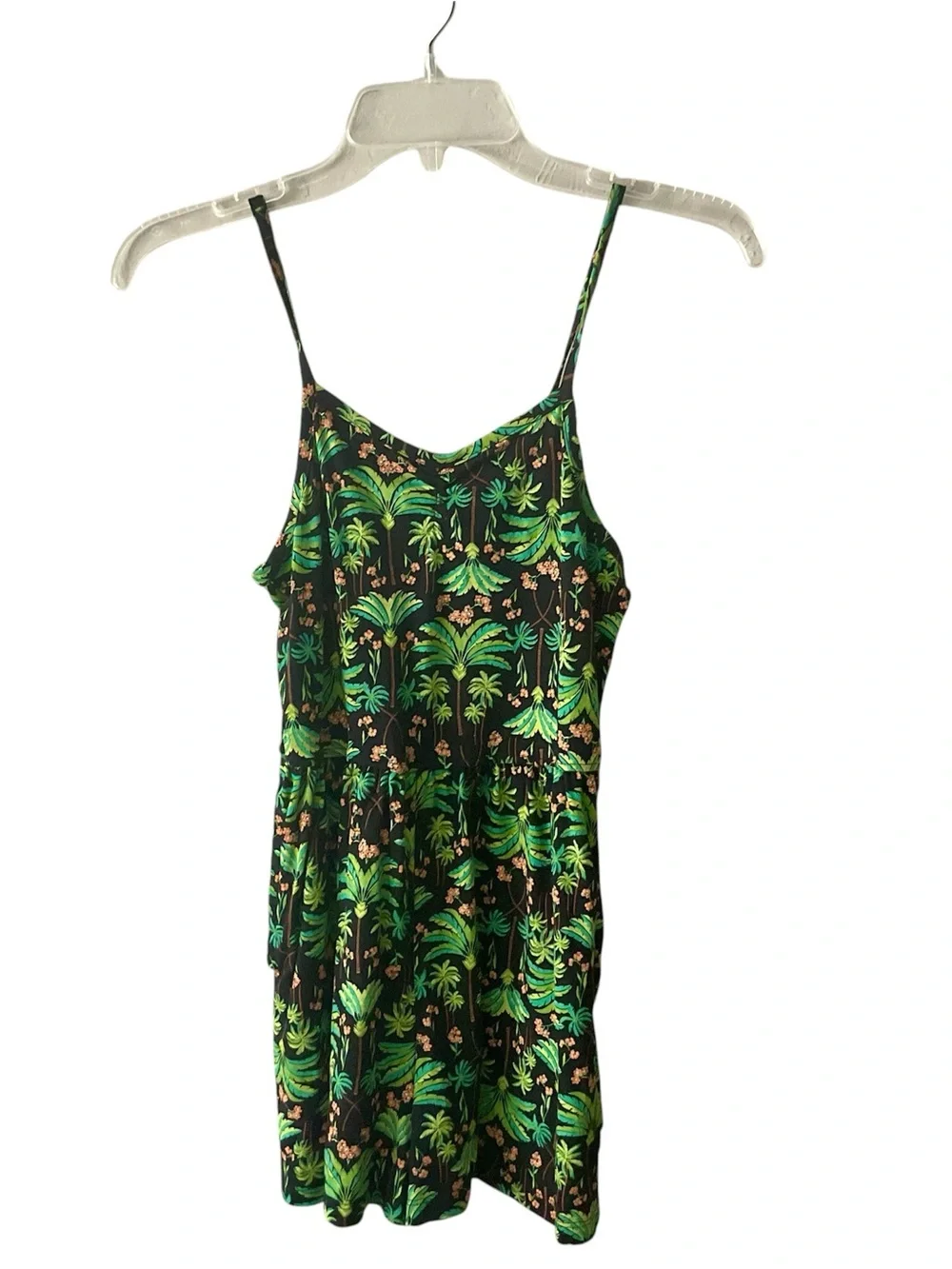 Old Navy Black & Green Tropical Print Girls' Romper